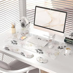 QiyI PU Leather Desk Mat Set, 4-in-1 Ergonomic Wrist Rest, Botanical Leaf - Image 2
