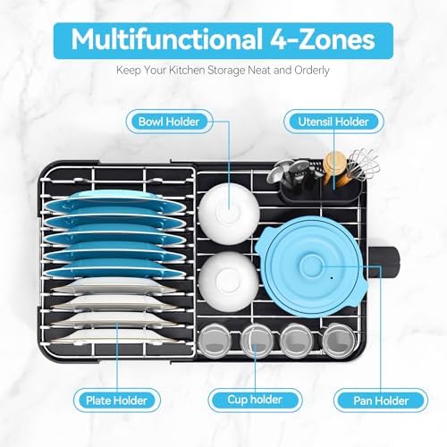 Urackify Stainless Steel Dish Drying Rack for Kitchen Counter,Black - Image 2