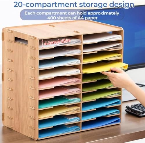 20-Slot Classroom Mailbox, Wooden Paper Organizers - Image 2
