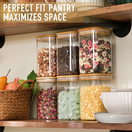 D2scrma 37oz/1.2Qt/1100ml Square Glass Storage Containers with Lids 6-Pack - Image 5