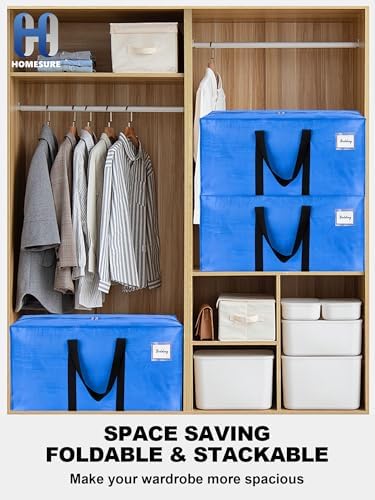 HOMESURE Supports 200lbs Heavy Duty Moving Bags - Strong Zipper & Wrap-Around Handles - Water-Resistant Storage Totes, Durable Alternative to Moving Boxes - 8 Pack - Sky Blue - Image 6