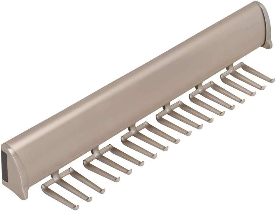 TAG Hardware Designer 15 Hook Full Extension Telescopic Tie Rack Closet Organizer (MATT Nickel) by HardwareforHomeBusiness