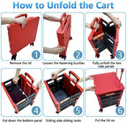 FELICON SELORSS Foldable Utility Cart Folding Portable Rolling Crate-Red - Image 4