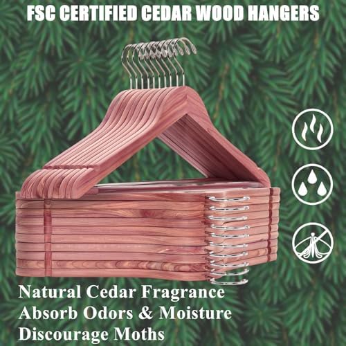 Amber Home 60 Pack Cedar Coat Hangers, Wooden Suit Hangers - Image 5