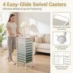 COSTWAY 10-Drawer Rolling Storage Cart, Utility Mobile Trolley - Image 5