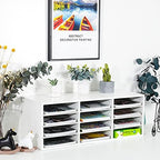 PAG-Mass Mail Sorter Organizer, Wood Countertop Literature Organizer, Student Mailbox for Classroom, Desktop Bill Paper Organizer for Office Home School, 12 Compartments, White - Image 6