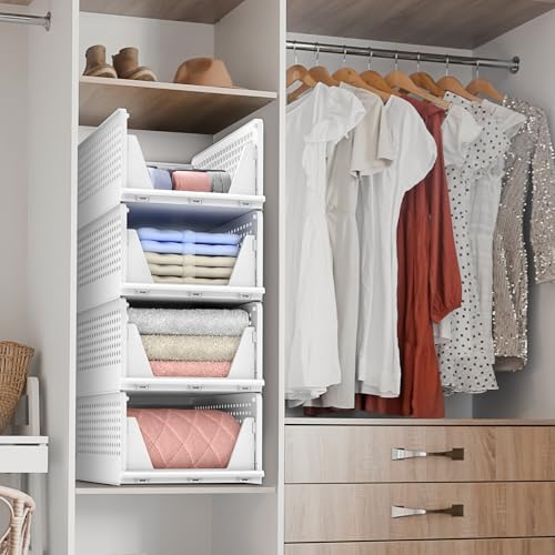 Sorbus Stackable Closet Organizer, Open-Front Shelf Bins (4 Medium) - Image 3