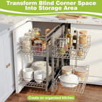 Blind Corner Pull Out Organizer for 36" Cabinet Left Open & Right Open, Compatible 2 Tier 4 Shelves Adjustable Height,900-Square - Image 4