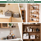 OIAHOMY Scalloped Wicker Baskets, Hand-woven Storage Baskets with Built-in Handles, Paper Rope Shelf Baskets for Organizing and Decoration, Set of 3-Brown - Image 2