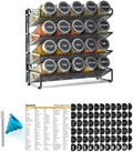 SpaceAid Spice Rack Organizer with 20 Spice Jars, 386 Spice Labels, Chalk Marker and Funnel Set for Cabinet, Countertop, Pantry, Cupboard or Door & Wall Mount - 20 Jars, 9.8" W × 10.8“H, Black by SpaceAid