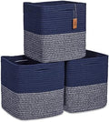 NaturalCozy Storage Cubes 11 Inch Cotton Rope Woven Baskets for Organizing, 3-Pack | Cube Storage Bin | Square Storage Baskets for Shelves Organizer, Classroom, Kids Toy Bins, Closet, Baby Nursery by NaturalCozy