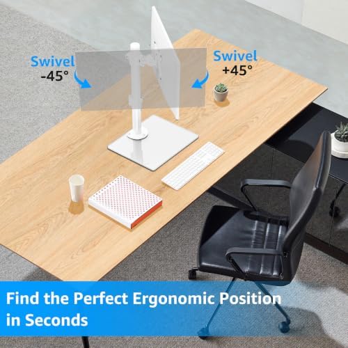 MOUNTUP Monitor Stand for Desk, Freestanding Monitor Mount Fits 13-32 inch Screen up to 19.8 lbs, Screen Stand with Swivel, Height, Rotation Adjustment, VESA Mount 100 x 100mm, 75 x 75mm - Image 3