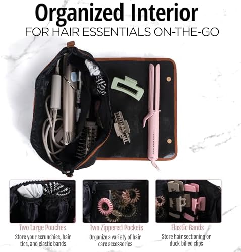Large Hair Tools Travel Bag with Heat Resistant Mat for Curling Irons, Flat Irons, and Styler Brushes | Protective Organizer for Travel & Home - Image 3