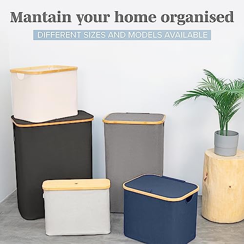 LONBET Toilet Paper Storage for 12 Rolls, Stackable & Foldable - The Ultimate Bathroom Organizer - Waterproof Basket with Bamboo Lid - Elegant Toilet Paper Storage Holder, Light Gray - Image 6