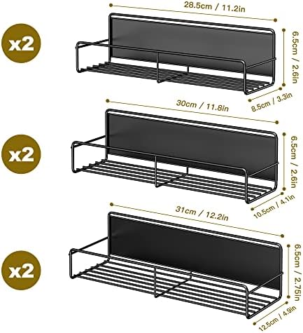 Mystozer Metal Magnetic Spice Rack for Refrigerator Black, 6 Pack - Image 2