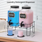 2 Sets 1 Gallon Glass Laundry Detergent Dispenser with Stand, Measuring Cup, Soap Dispenser for Laundry Room, Liquid Laundry Detergent for Liquid Detergent, Fabric Softener - Image 3