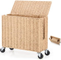 Briwooody Extra Large Rattan Cable Management Box with Caster Wheels, Brown by Briwooody