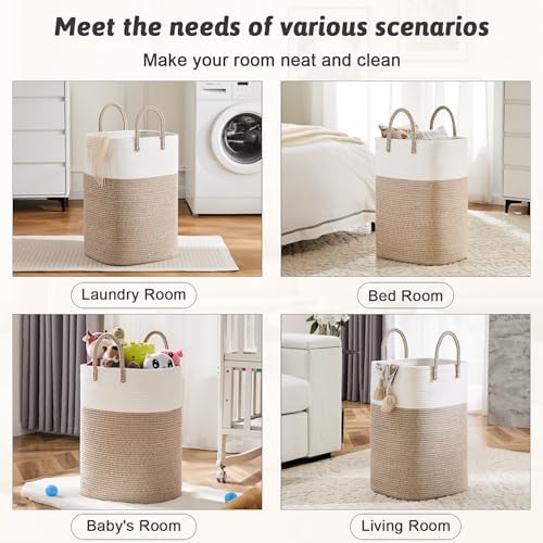 Artfeel Laundry Basket,Woven Cotton Rope Laundry Hamper,40L Versatile Storage for Dirty Clothes,Baby Toys,and Blankets in Bathroom, Nursery,and Living Room - Image 5