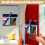 8 Pack Magnetic File Holder Fridge Organizer Black with 2 Pockets - Image 6
