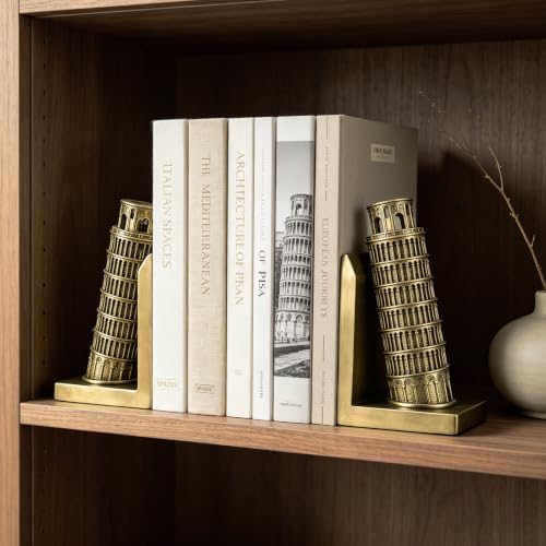 Leaning Tower of Pisa Bookends, Decorative Book Ends for Heavy Books - Image 6