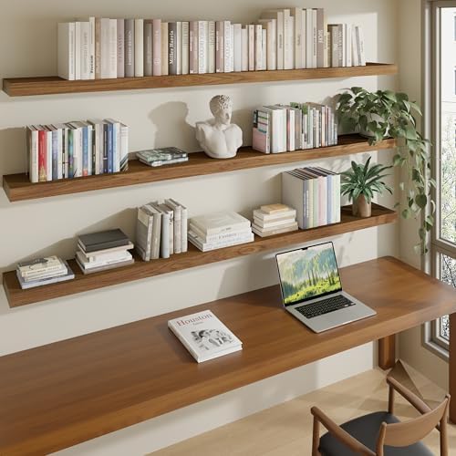 ROGMARS 72 Inches Long Walnut Floating Shelves by 100RealSolidWood