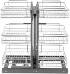 VEVOR 3 Tier 6 Shelf Chrome Carbon Steel Kitchen Cabinet Organizer, Slide Out Storage, Space Saving, Silver, For 15" Width, Food, Jars, Cans, Cookware, Pans, Mugs by VEVOR