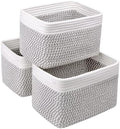 R RUNKA Small Cotton Rope Basket – Storage Bin for Organizing (10.6" x 6.7" x 6.7"), Bathroom Storage Basket for Shelf, Counter & Closet（White & Mixed Grey） by RRUNKA