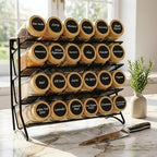 DIDITIME Spice Rack Organizer with 24 Glass Jars and 60 Labels, 4-Tier Seasoning Organizer for Cabinet, Countertop, Pantry or Wall Mount, Rust-Resistant Carbon Steel Spice Jar Set with Marker - Image 3