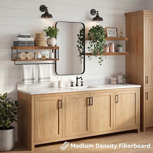 QEEIG Long Bathroom Floating Shelves Over Toilet (Brown, Set of 3, 23.6") - Image 5