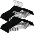 KISEER 30 Pack 16 Inch Velvet Clothes Hangers with Adjustable Clips, Heavy Duty Non Slip Space Saving Pants Skirt Hangers for Closet, Suit, Coat, Shorts, Dress (Black) by KISEER
