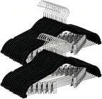 KISEER 30 Pack 16 Inch Velvet Clothes Hangers with Adjustable Clips, Heavy Duty Non Slip Space Saving Pants Skirt Hangers for Closet, Suit, Coat, Shorts, Dress (Black) by KISEER