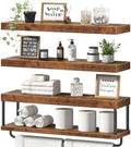 QEEIG Long Bathroom Floating Shelves Over Toilet (Brown, Set of 3, 31.5") by QEEIG