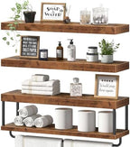 QEEIG Long Bathroom Floating Shelves Over Toilet (Brown, Set of 3, 31.5") by QEEIG