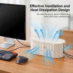 Set of 2 Cable Management Box, Handwoven Cord Hider Box with 3 Open Slots - Image 4