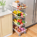 SAYZH 4-Tier Fruit Basket Stand with Vegetable Baskets for Kitchen, White by SAYZH