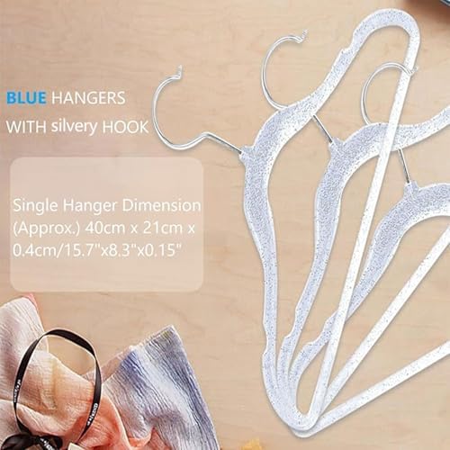 Blue and Gold Hangers for Clothes 40 Pcs, 16" Wide Clear Hangers for Men's Shirt, Women's Gown Dress, Youth Suit, Hoodie, Plastic Hanger with Swivel Hook, Thin Clothing Rack for Dorm Room Essentials - Image 5