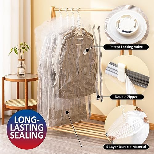 Hanging Vacuum Storage Bags, Space Saver for Clothing, 4 Combo with Pump - Image 3