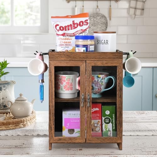 Ikee Design Wooden Storage Cabinet with Glass Door & Adjustable Shelves - Image 2