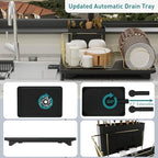 Buruis Stainless Steel Dish Drying Rack with Drainage System, Black - Image 2