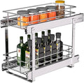 JOWBOOW 2-Tier Narrow Cabinet Pull Out Shelves, 8" W x 22" D, Chrome by JOWBOOW