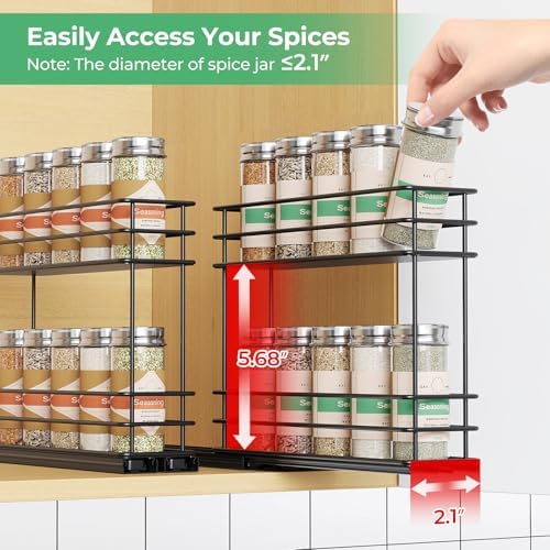 Mystozer Pull Out Spice Rack Organizer for Cabinet, Slide Out Spice Racks - Image 3