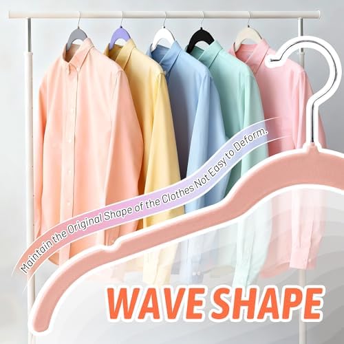 Sishynio Velvet Hangers 30 Pack, Non-Slip Slim Felt Hangers Multicolor - Image 4