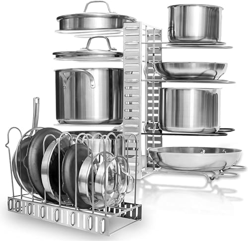 Upgraded Pan Organizer Rack for Cabinet with 3 DIY Methods (Silver) by GeekDigg