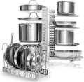 Upgraded Pan Organizer Rack for Cabinet with 3 DIY Methods (Silver) by GeekDigg