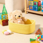 MiniArk Small Storage Baskets for Organizing | Closet Organizer Bins | Shelf Toy Basket | Woven Rope Baskets | Cube Decorative Box | Shallow Basket | 11.5x7.5x4.7” | 4 Packs Yellow - Image 4