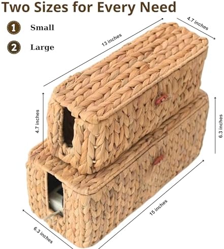 Wicker Cable Management Box Set of 2 with Lid, 15 in, Natural - Image 2