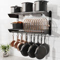 SUNTECH 31 Inch Pot Rack Wall Mounted, 2-Tier Wall Organizer for Pans, Pot by Suntech