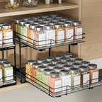 BOIVSHI 2-Tier Spice Rack Organizer, Pull Out Spice Rack for Cabinet, Height Adjustable Heavy Duty Metal Basket for Inside Cabinet & Pantry (11.5''Wx10.5''Dx9.5''H) by BOIVSHI