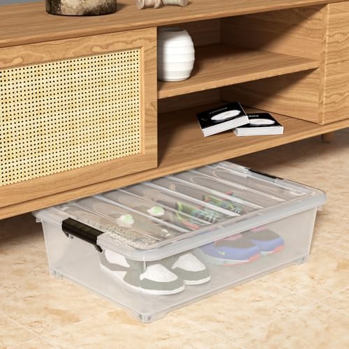25 Quart Clear Under Bed Storage Container with Wheels, 4 Packs - Image 7