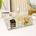 Large Silver Mirrored Tray with Elevated Ball Feet, 14x10 Entire Length Perfume Organizer for Dresser, Modern Minimalist Bathroom Counter Vanity Storage - Image 2